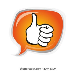 orange, black and white good luck bubble with silver edge over white background