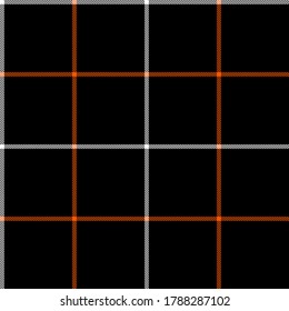 Orange, Black and White Halloween plaid Scottish seamless pattern.Texture from tartan, plaid, tablecloths, clothes, shirts, dresses, paper, bedding, blankets and other textile products.  