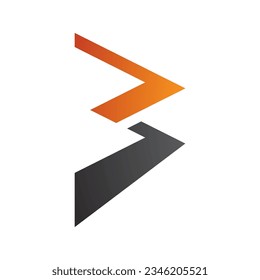 Orange and Black Zigzag Shaped Letter B Icon on a White Background