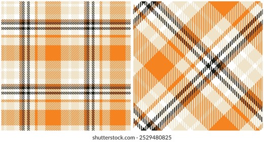 Orange BlackTartan Pattern Seamless. Sweet Checker Pattern for Shirt Printing,clothes, Dresses, Tablecloths, Blankets, Bedding, Paper,quilt,fabric and Other Textile Products.