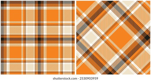 Patrón de tartán negro naranja sin costuras. Patrón de damas dulces para la impresión de camisas, ropa, vestidos, manteles, mantas, ropa de cama, papel, edredones, tela y otros Productos textiles.