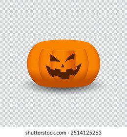 Orange blank pumpkin podium stand to show product isolated on transparent background for Halloween theme concept,  Vector illustration