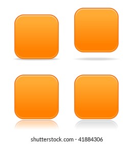 Orange blank satin rounded squares buttons on white