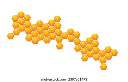 Orange blazing honeycomb, grid background from honeycomb. Abstract hot pattern. Vector