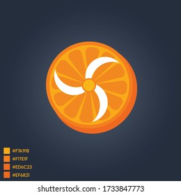 Orange with Blender Blades Logo IconVector Illustration and Color Palette 