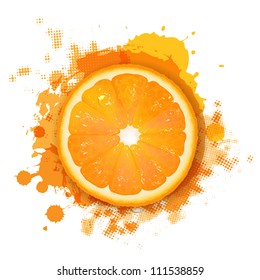 Orange With Orange Blob, Isolated On White Background, Vector Illustration