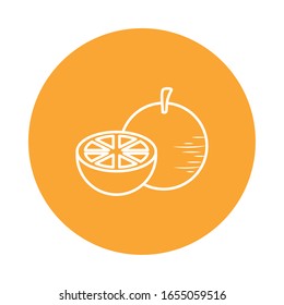 orange block style icon design, Fruit healthy organic food sweet and nature theme Vector illustration