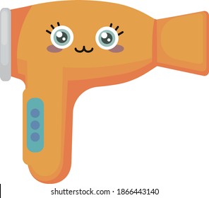 Orange blowdryer, illustration, vector on white background.