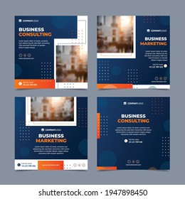 Orange And Blue 4 Square Social Posts Pack