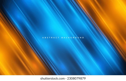 Orange and blue abstract background with glowing stripes lines. Vector illustration