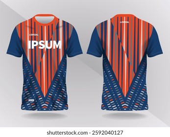 orange and blue abstract background and pattern for sport jersey design and mockup