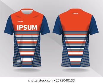 orange and blue abstract background and pattern for sport jersey design and mockup