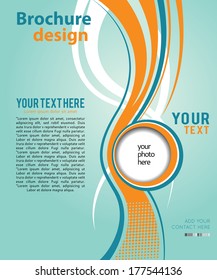 Orange and blue abstract background with wave - brochure design