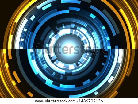 orange blue abstract circle background, digital overlap layer line, simple technology design template, vector illustration