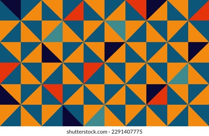 Orange and blue abstract geometric triangle pattern background as repeat seamless style, replete image design for fabric printing
