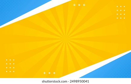 Orange and blue abstract gradient background. Pop art comic sunburst effect background with halftone. Suitable for templates, sales banners, events, ads, web, and pages