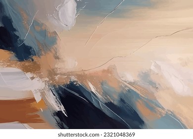 Orange and Blue Abstract Vector Oil Painting Art Pattern