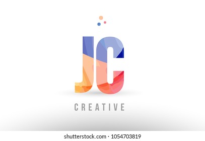 orange blue alphabet letter jc j c logo combination design with dots suitable for a company or business