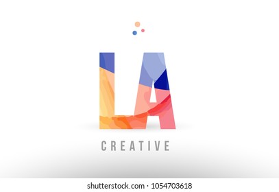 orange blue alphabet letter la l a logo combination design with dots suitable for a company or business