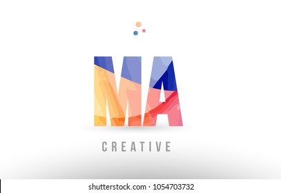 orange blue alphabet letter ma m a logo combination design with dots suitable for a company or business