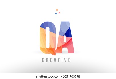 orange blue alphabet letter qa q a logo combination design with dots suitable for a company or business