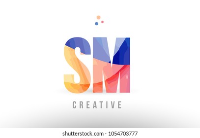 orange blue alphabet letter sm s m logo combination design with dots suitable for a company or business