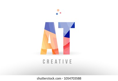 orange blue alphabet letter at a t logo combination design with dots suitable for a company or business