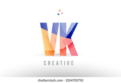 orange blue alphabet letter vk v k logo combination design with dots suitable for a company or business