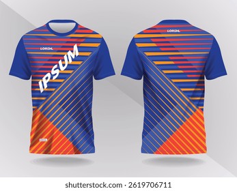 padrão de fundo laranja e azul para camisa esporte jersey modelo modelo de maquete
