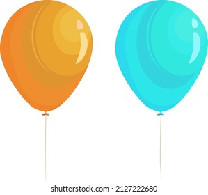 Globos naranja y azul, ilustración, vector sobre fondo blanco.