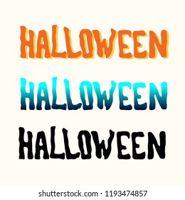 Orange, blue, black Halloween title stencil isolated on the white background