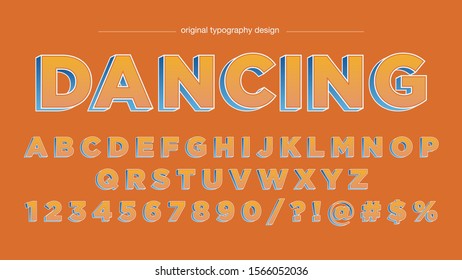 Orange Blue Bold Uppercase 3D shadow Typography Artistic Font Design
