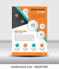 Orange and blue Brochure flyer template, newsletter design, Leaflet and infographics vector, poster, magazine ads