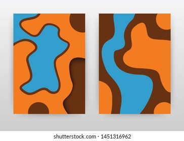 Orange blue brown abstract design for annual report, brochure, flyer, poster. Blue orange brown background vector illustration for flyer, leaflet, poster. Business abstract A4 brochure template.