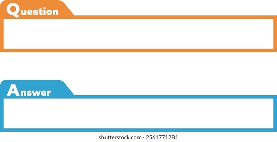 Orange and blue caption boxes for questions and answers