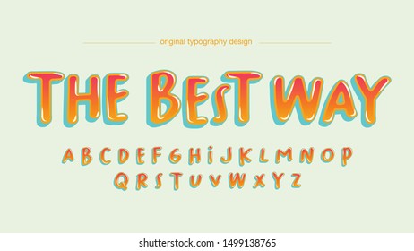 Orange Blue Cartoon Artistic Font Typography Lettering
