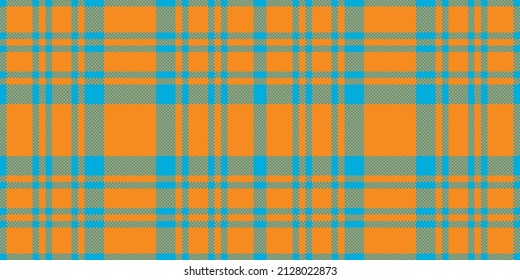 Orange and blue checkered pattern for beauty fashion clothes or web design, fabric texture vector background