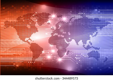 orange blue color Light Abstract Technology background for computer graphic website internet and business.circuit.vector illustration.infographics. motion move.neon. pixel, Padlock, World Map, Global