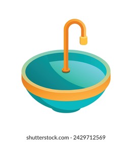 Orange and blue color sink flat Vector illustration on white background