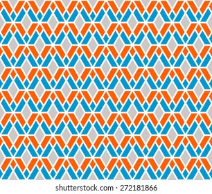 Orange and blue color stripe rhombus seamless pattern background vector.