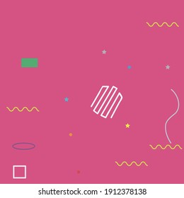 Orange Blue Colorful Digital Geometrical Art Illustration. Multicolor Grey Simple Modern Style Simple Hipster Art. Violet Yellow Pink Vector Background. Red Purple Green Ornamental Fabrics.
