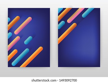 Orange blue diagonal lines design for annual report, brochure, flyer, poster. Blue abstract background vector illustration for flyer, leaflet, poster. Business abstract A4 brochure template.