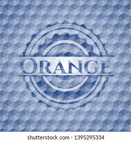 Orange blue emblem with geometric background. Vector Illustration. Detailed.