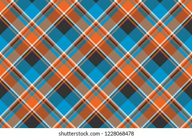 Orange blue fabric texture seamless pattern. Vector illustration.
