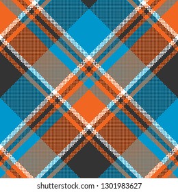 Orange blue fabric texture seamless pattern. Vector illustration.