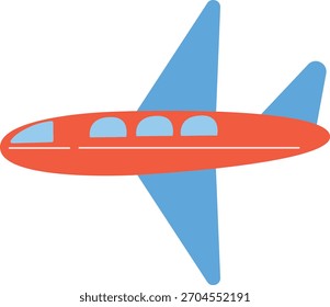  Laranja azul plano design avião ícone viagem transporte vetor gráfico simples desenho animado jato