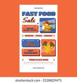 Orange Blue Flat Design Fast Food Social Media Story