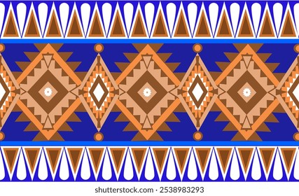 Orange and blue floral pattern Designed with geometric patterns that blend together perfectly and are eye-catching in terms of textiles. clothing or decoration Vector illustration