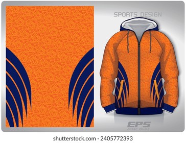Orange blue folded paper flower flowe pattern design, illustration, textile background for sports t-shirt, football jersey shirt mockup for football club. consistent front view