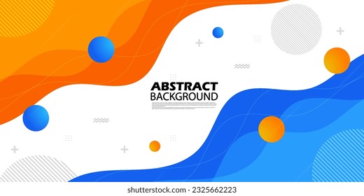 Orange and blue geometric business banner design. Colorful creative banner design with wave shapes and lines on white background. Simple horizontal banner. Eps10 vector